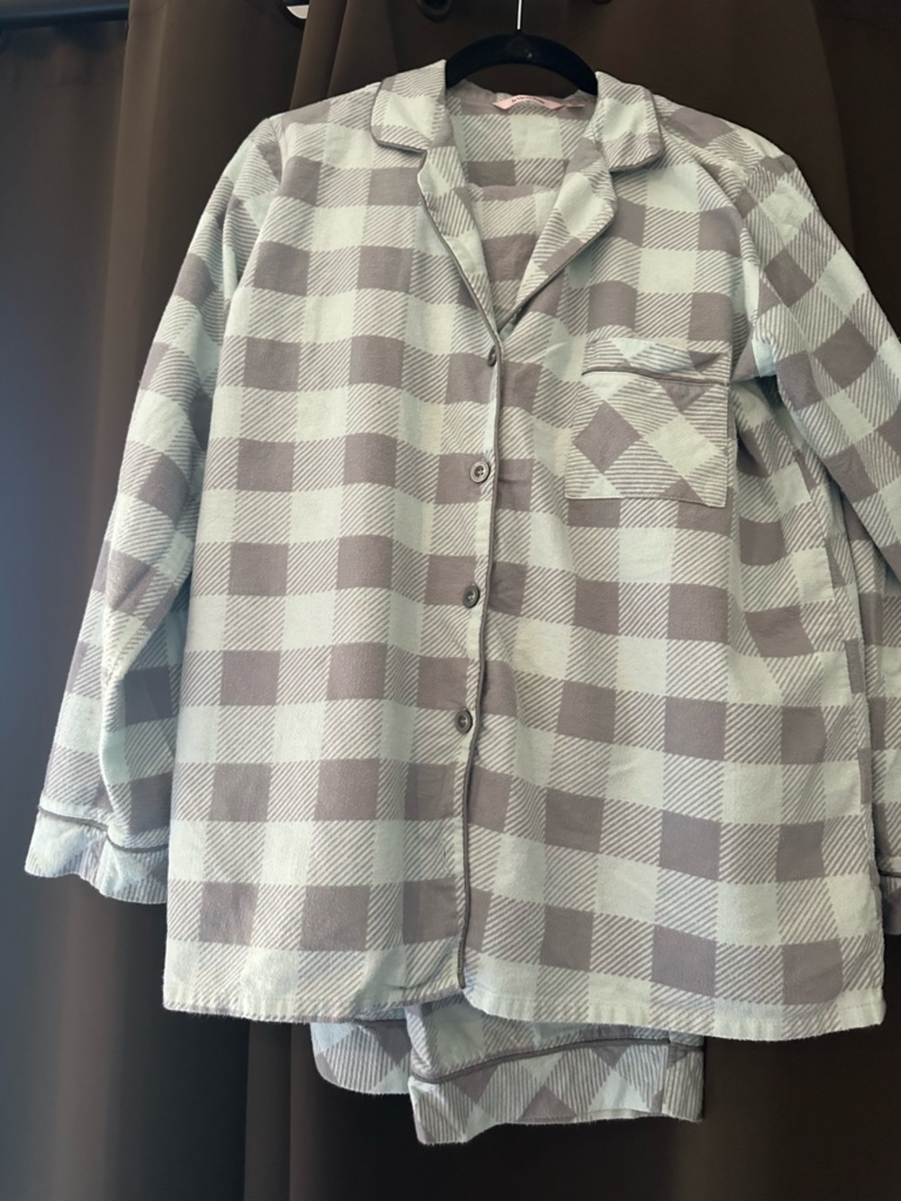 Women’s Mint and Gray Buffalo Plaid Pajama Set
